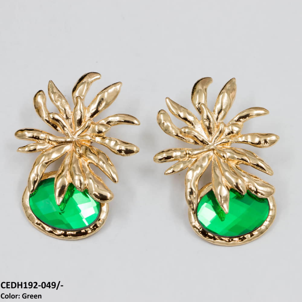 CEDH192 LYB Flower Oval Drops Earrings Pair - CEDH