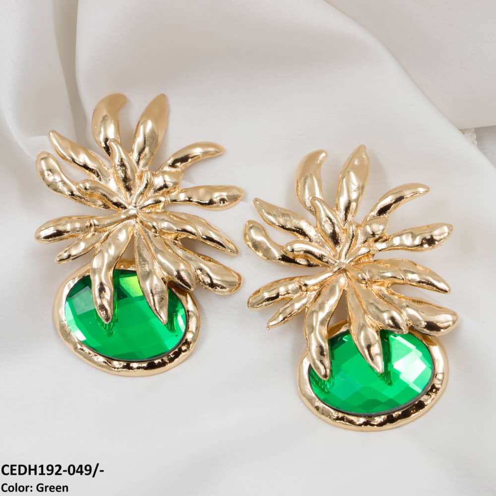 CEDH192 LYB Flower Oval Drops Earrings Pair - CEDH