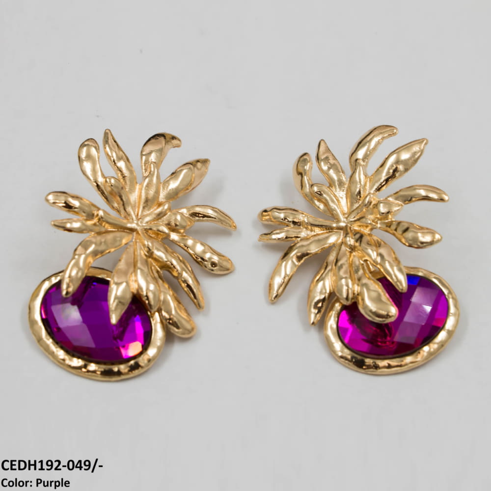 CEDH192 LYB Flower Oval Drops Earrings Pair - CEDH