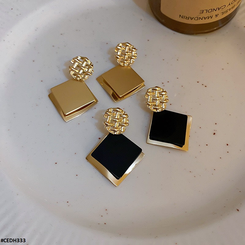 CEDH333 ZCD Square Ear Drop Earrings Pair - CEDH