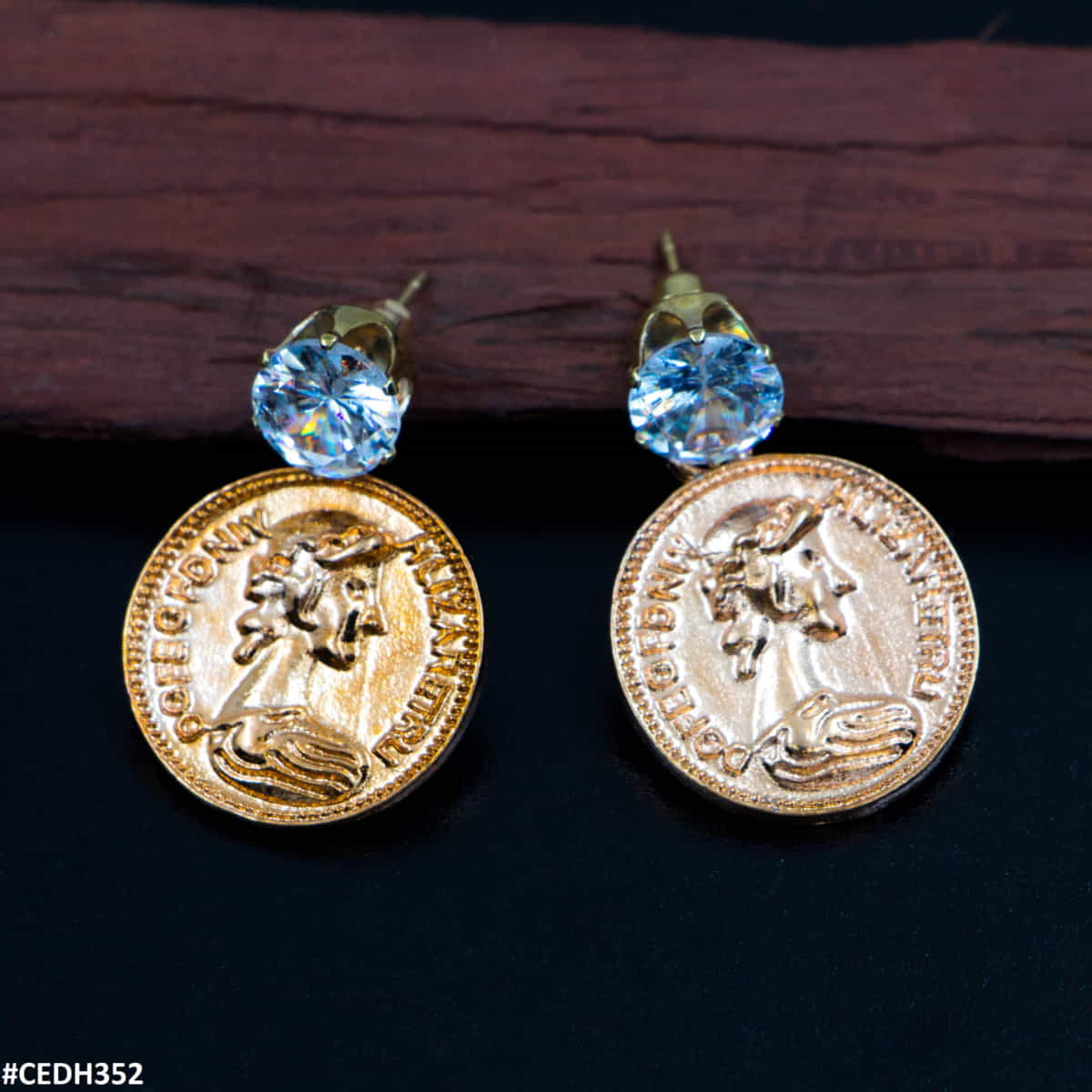 CEDH352 MAR Coin Drop Earrings Pair - CEDH