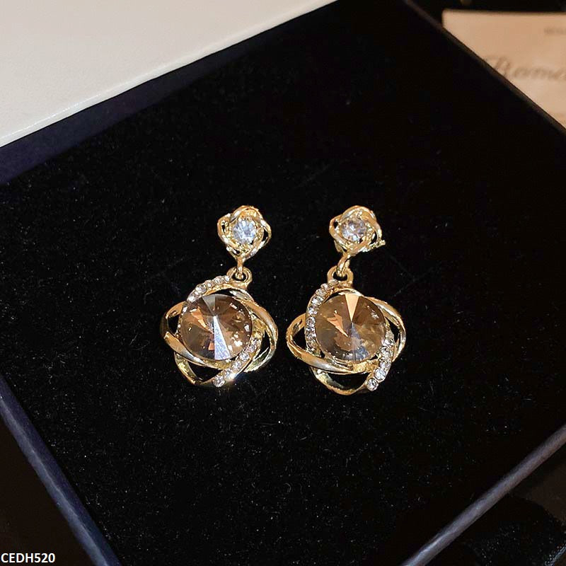 CEDH520 LSH Curved Layer Round Drop Earrings - CEDH