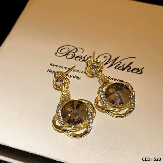 CEDH520 LSH Curved Layer Round Drop Earrings - CEDH