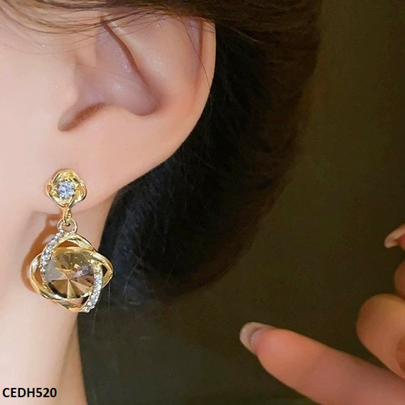 CEDH520 LSH Curved Layer Round Drop Earrings - CEDH