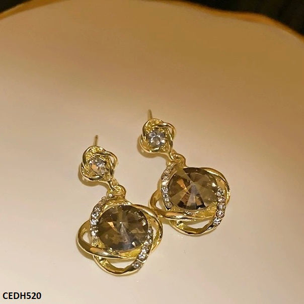 CEDH520 LSH Curved Layer Round Drop Earrings - CEDH