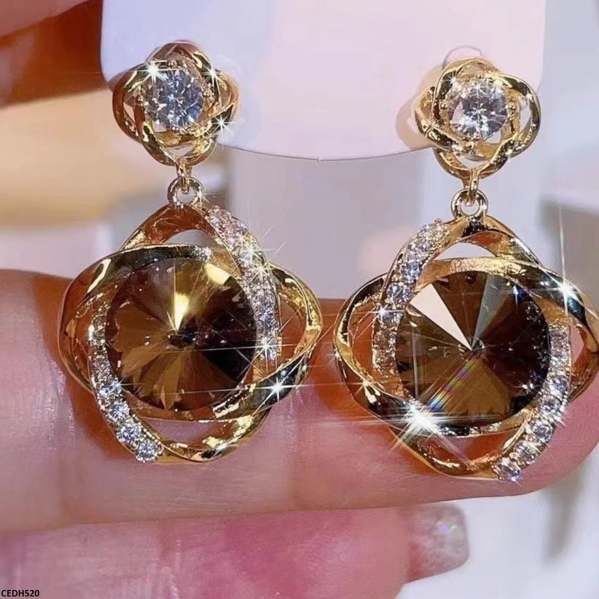 CEDH520 LSH Curved Layer Round Drop Earrings - CEDH