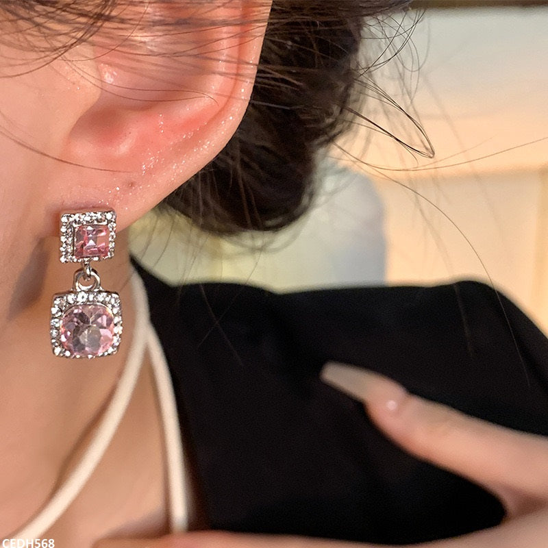 CEDH568 HJF Square Drop Earrings - CEDH