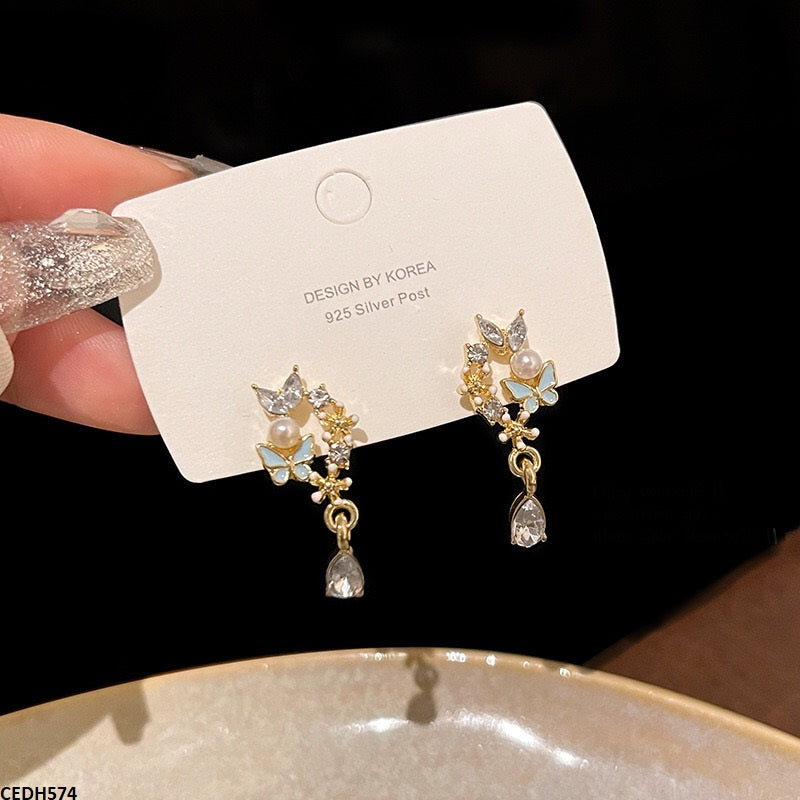CEDH574 HJF Butterfly/Tear Drop Earrings - CEDH