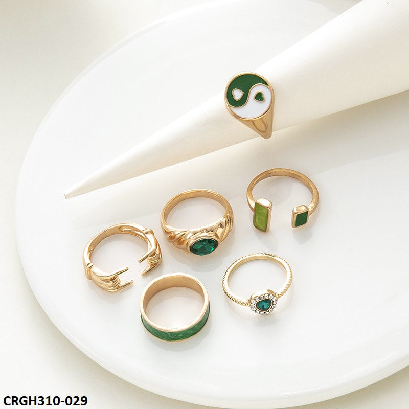 CRGH310 YPG Finger & Painted 6 Rings - CRGH