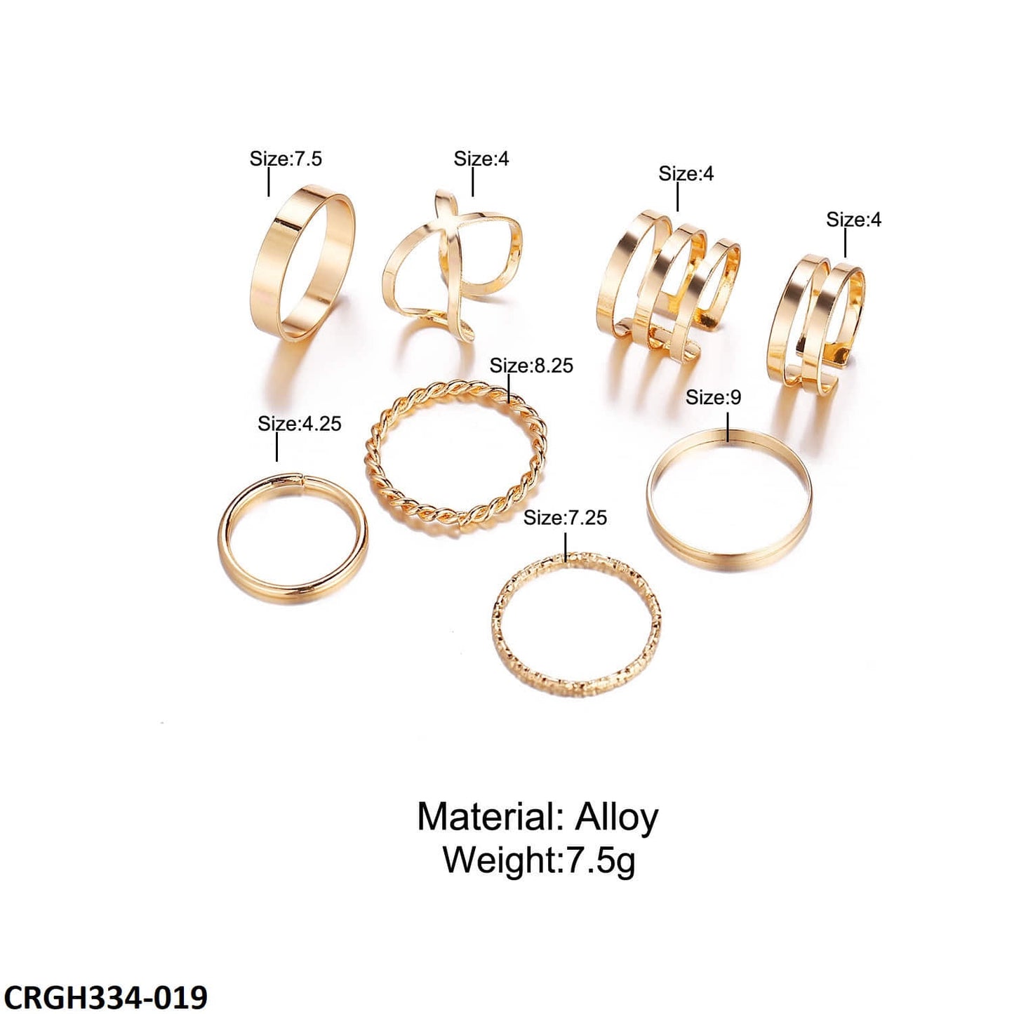 CRGH334 LSH 8 pcs Rings - CRGH