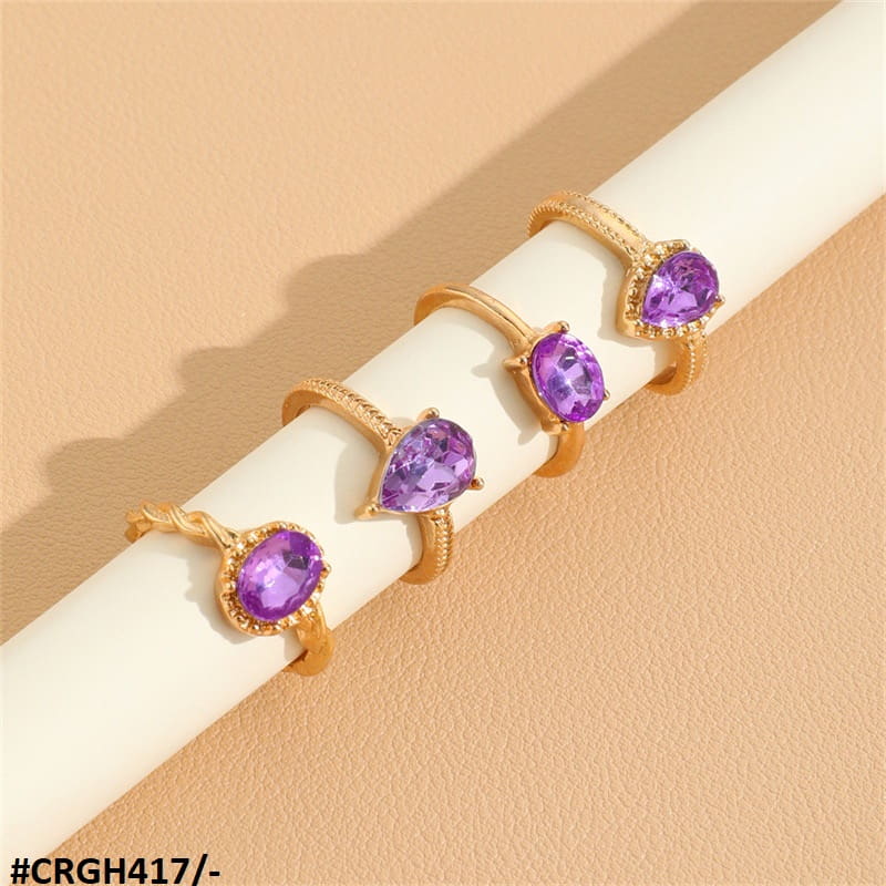 CRGH417 YPG Oval Cushion 4 Midi Rings - CRGH