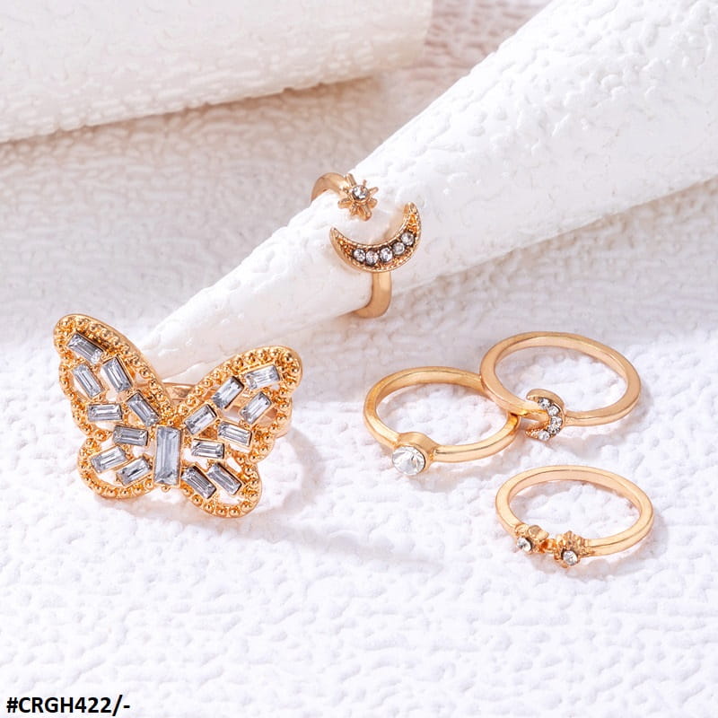 CRGH422 YYE Moon/Butterfly 5 Midi Rings - CRGH