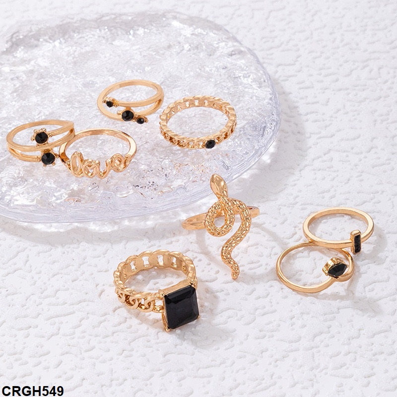 CRGH549 YYE Snake/Love/Square 8 Midi Rings - CRGH
