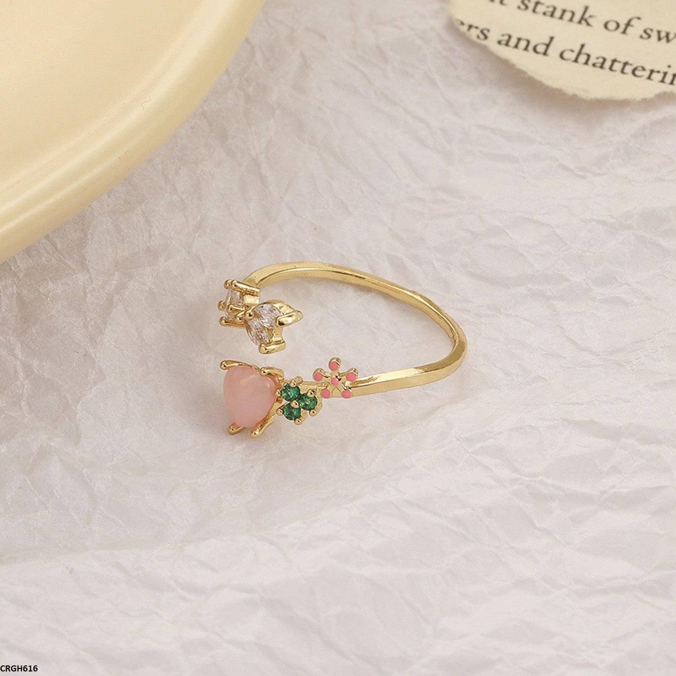 CRGH616 JMN Heart/Flower Ring Adjustable - CRGH