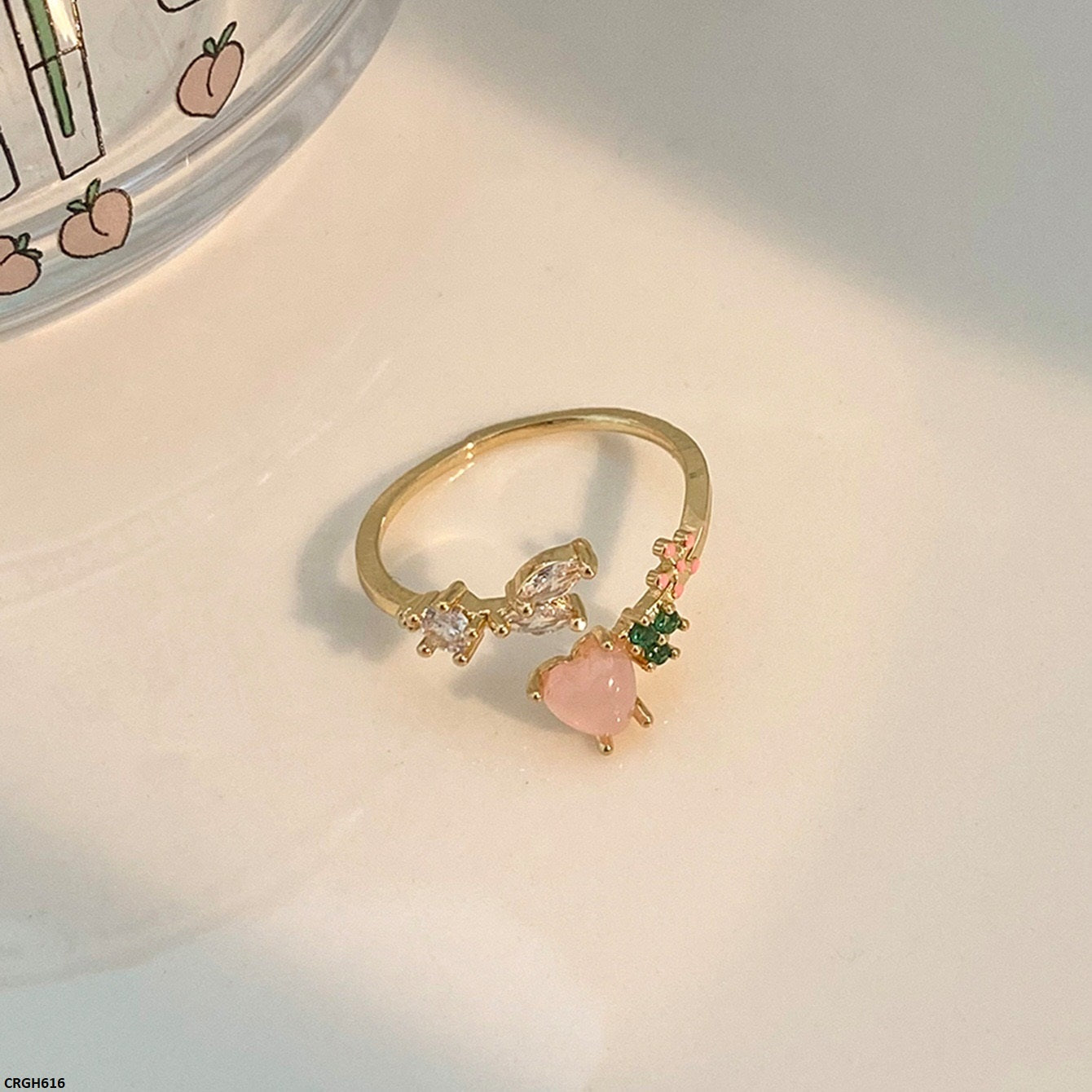 CRGH616 JMN Heart/Flower Ring Adjustable - CRGH