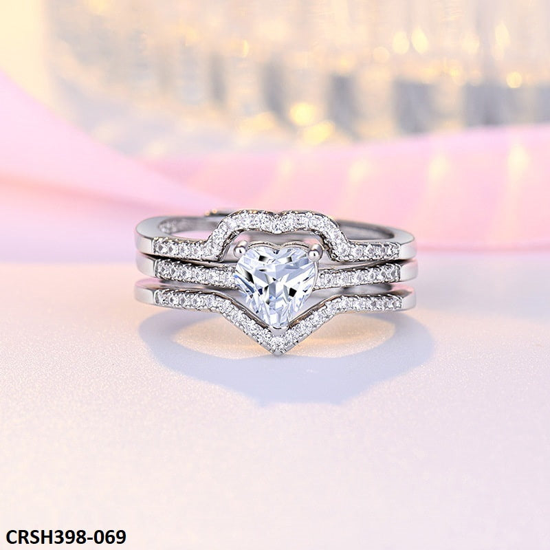 CRSH398 HNJ Heart Triples Ring Adjustable - CRSH