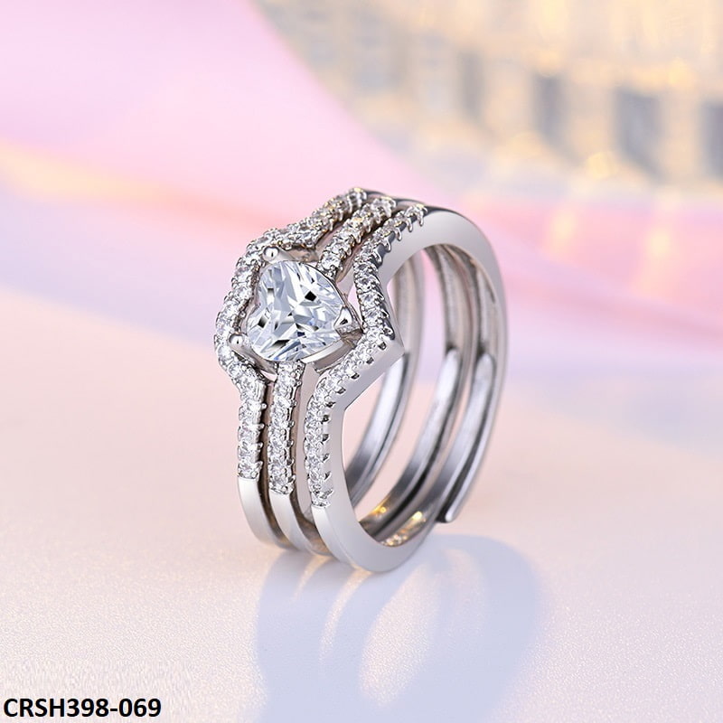 CRSH398 HNJ Heart Triples Ring Adjustable - CRSH