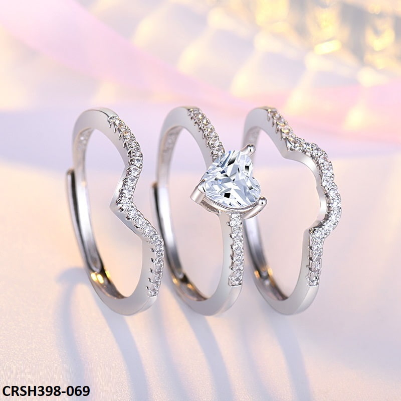 CRSH398 HNJ Heart Triples Ring Adjustable - CRSH
