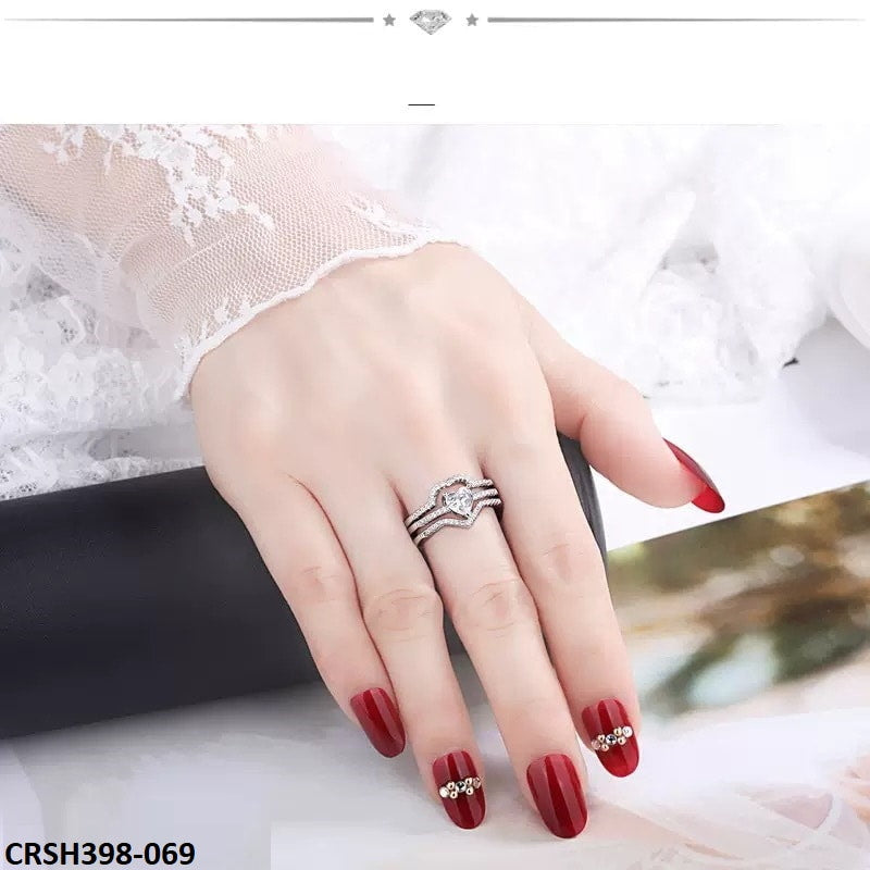 CRSH398 HNJ Heart Triples Ring Adjustable - CRSH