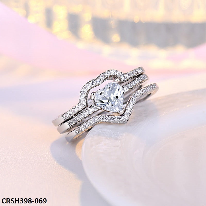 CRSH398 HNJ Heart Triples Ring Adjustable - CRSH