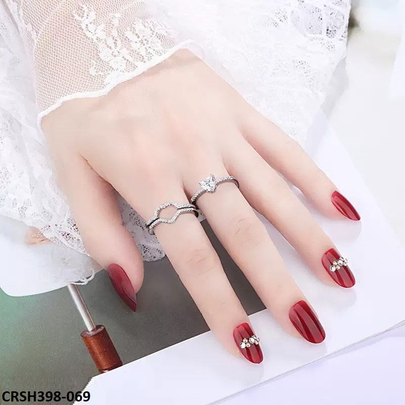 CRSH398 HNJ Heart Triples Ring Adjustable - CRSH