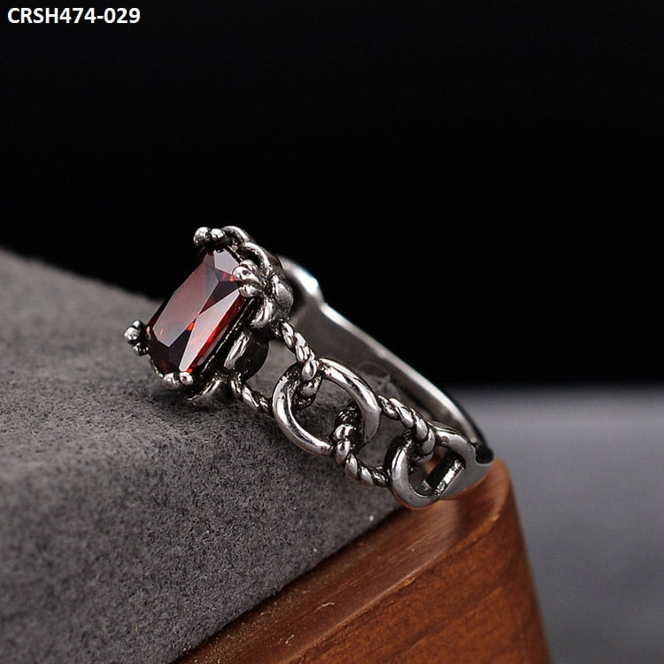 CRSH474 ZFQ Red Rectangle Chain Ring Adjustable - CRSH
