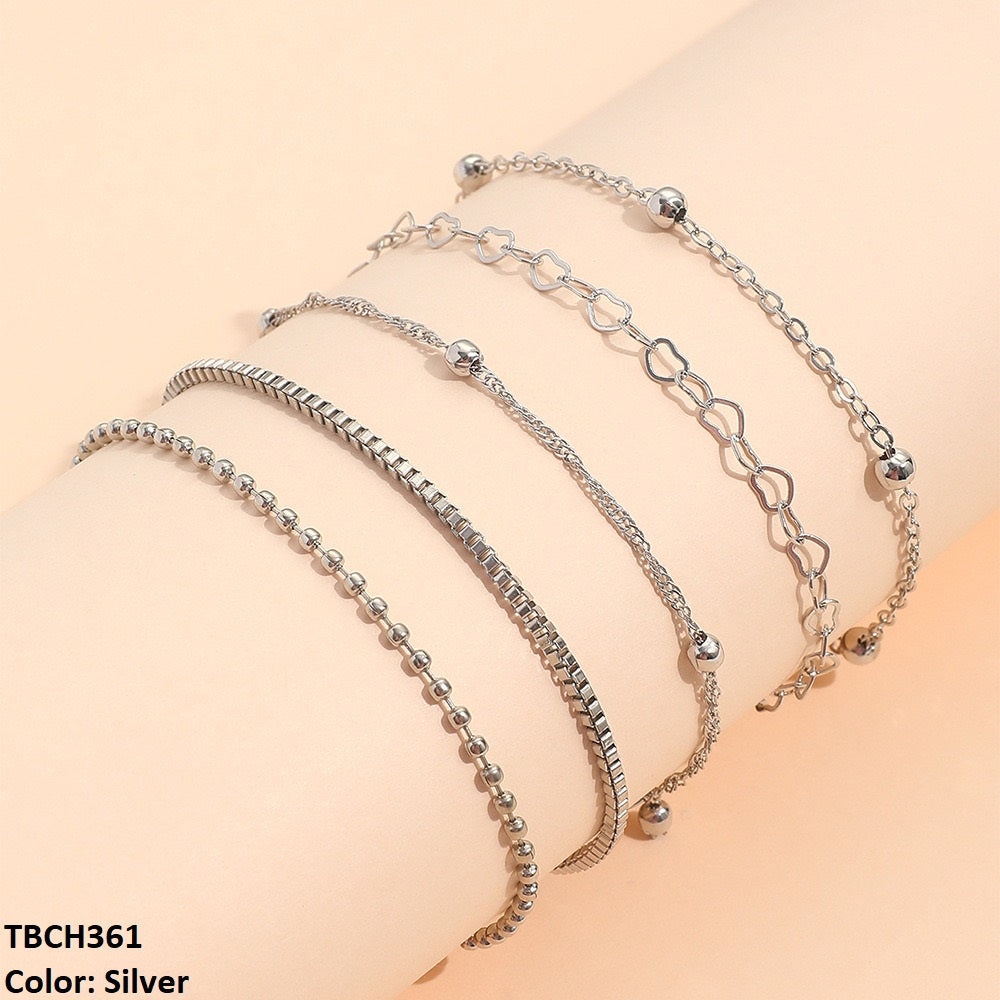 TBCH361 YPG Heart 5 Chain Hand Bracelet - CBCH