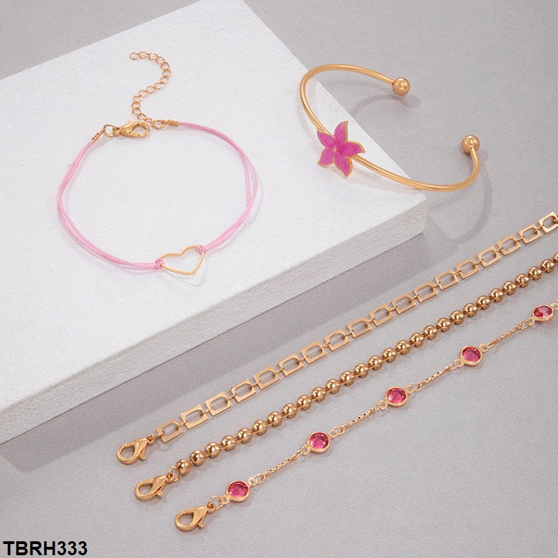 TBRH333 YYE Flower/Heart/ Circle Bracelet Set - CBRH