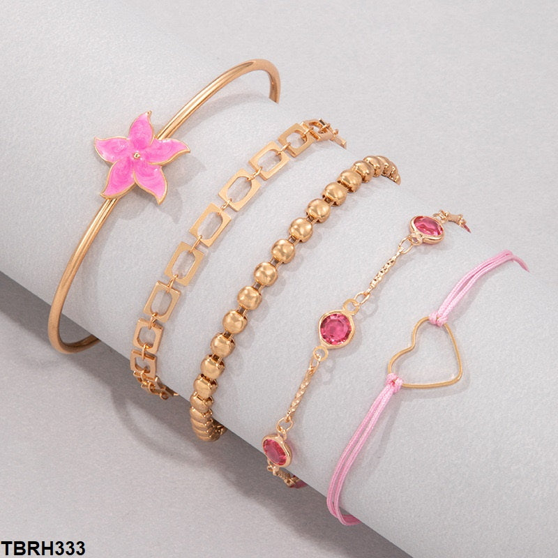 TBRH333 YYE Flower/Heart/ Circle Bracelet Set - CBRH