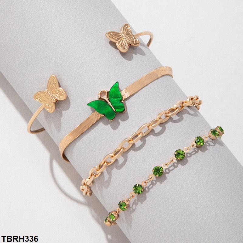 TBRH336 YYE Butterfly/Circle Bracelet Set - CBRH