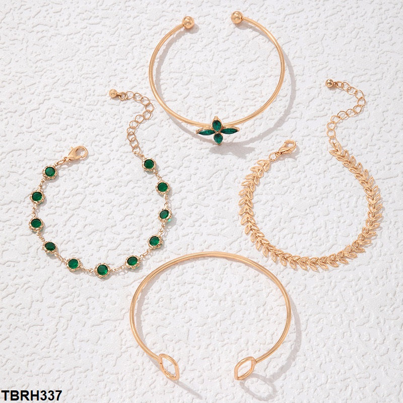 TBRH337 YYE Flower/Leaf/Circle Bracelet Set - CBRH