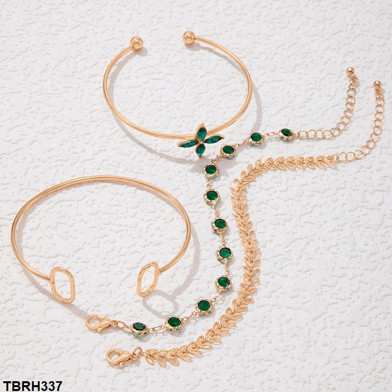 TBRH337 YYE Flower/Leaf/Circle Bracelet Set - CBRH