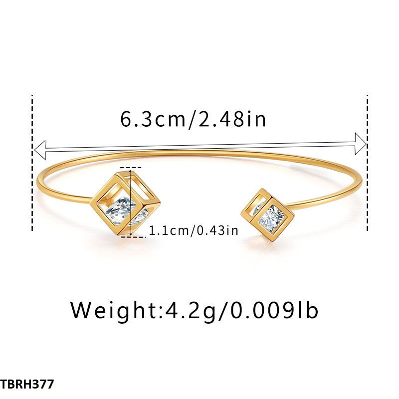 TBRH377 QWN Round Stone Covered Square Bracelet - CBRH