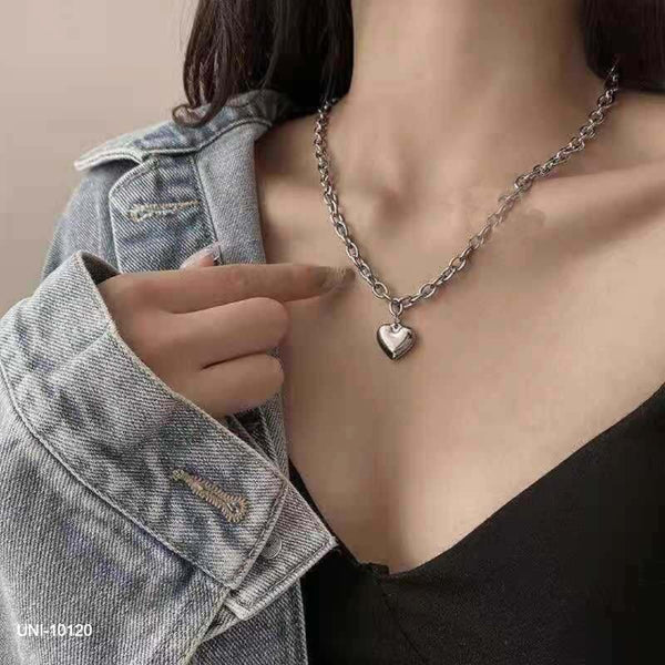UNI-10120 - Silver Foiled Heart - Necklace