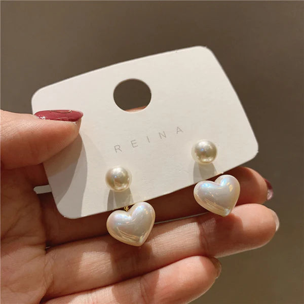 UNI-100110 - Pearl Cluster Heart - Earring