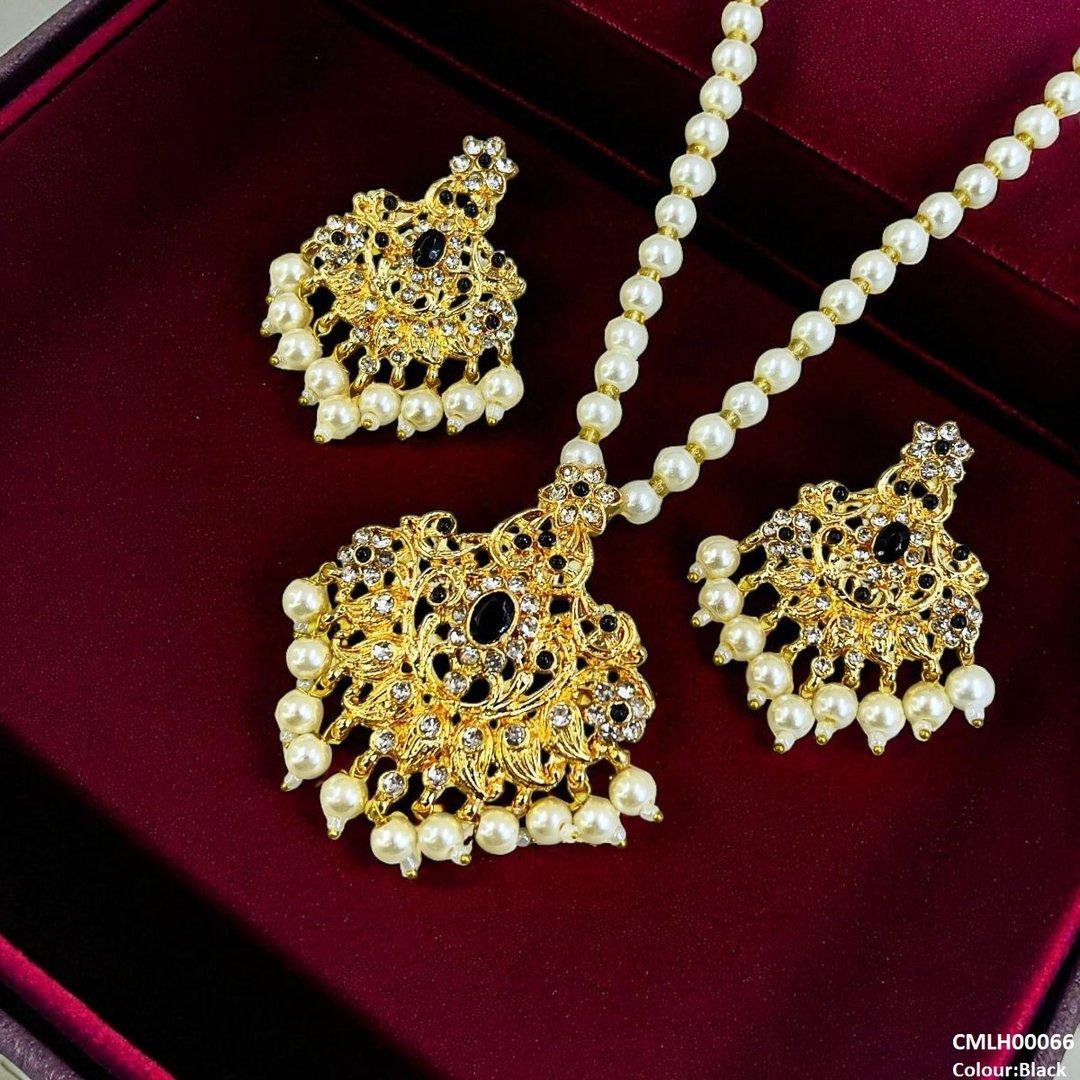 LH00066 MZM Oval/Flower Pearl Drop Mala Set