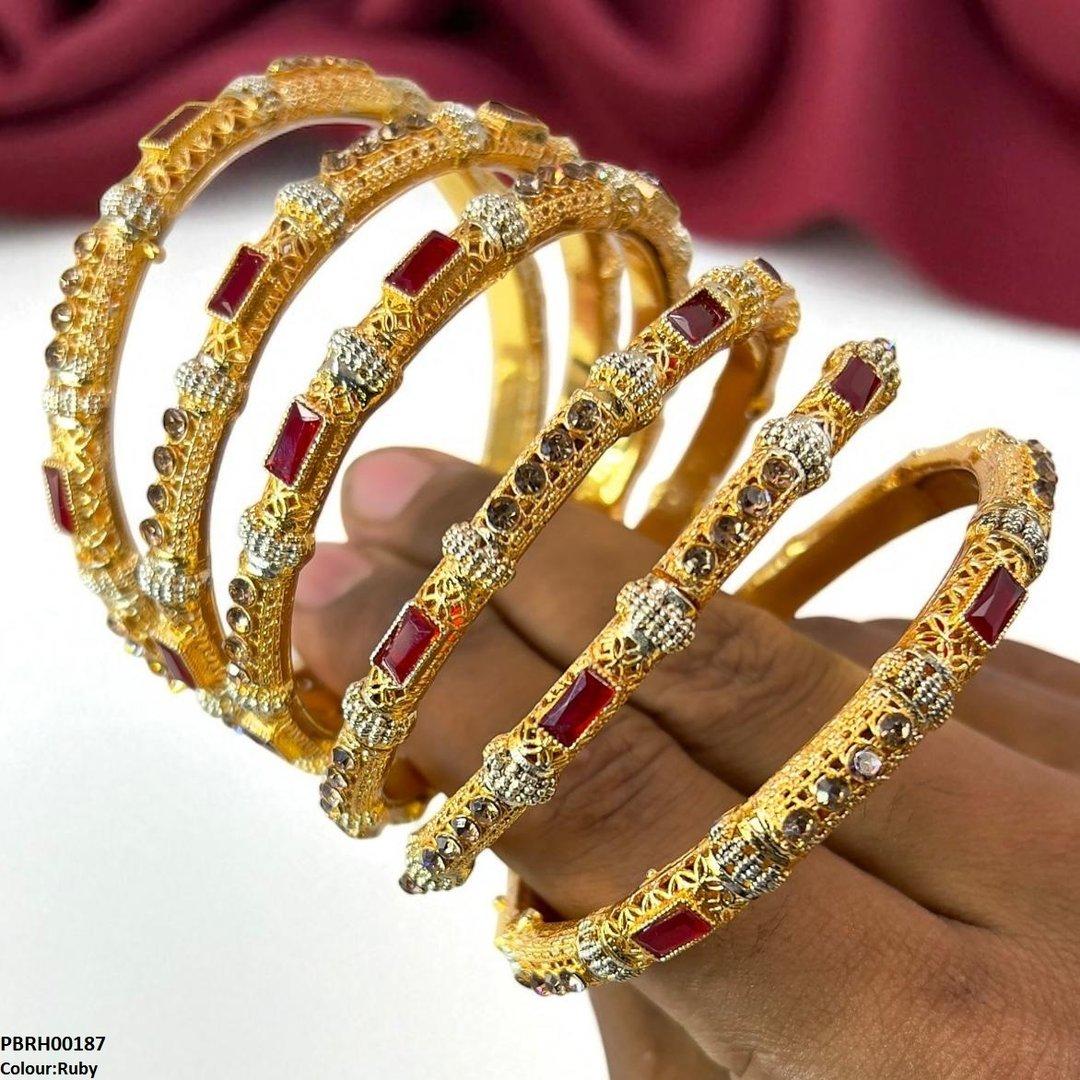 RH00187 SDQ Rectangle/Round Bangles 6 Pcs Set - PBRH