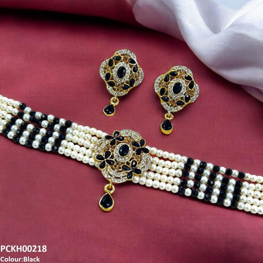 KH00218 SDQ Flower Tear Drop Choker Set - PCKH Wholesale Price