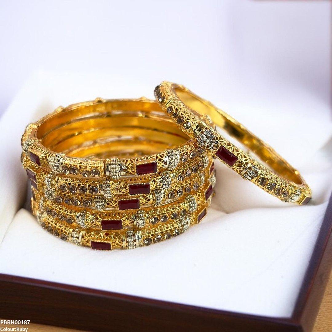 RH00187 SDQ Rectangle/Round Bangles 6 Pcs Set - PBRH