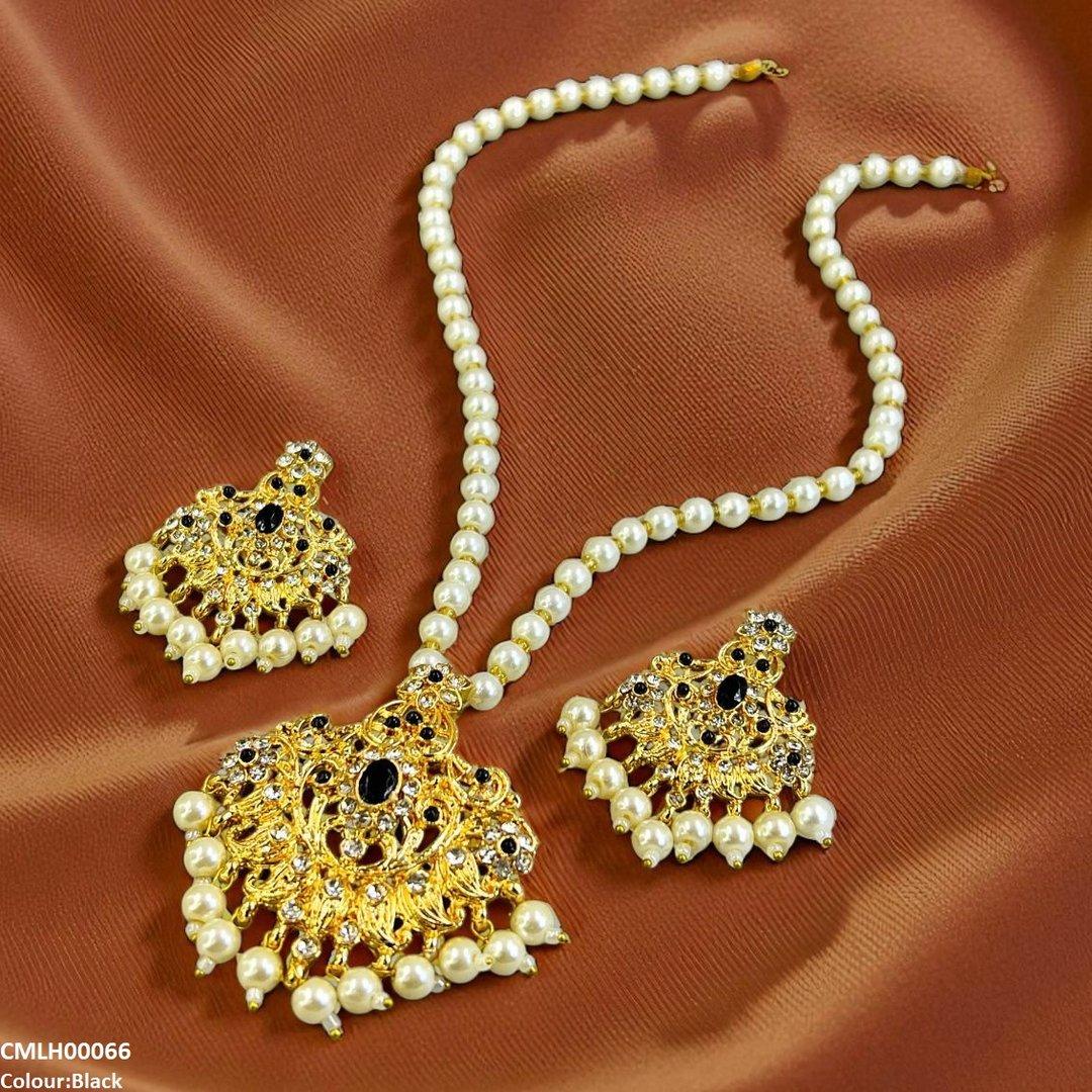 LH00066 MZM Oval/Flower Pearl Drop Mala Set
