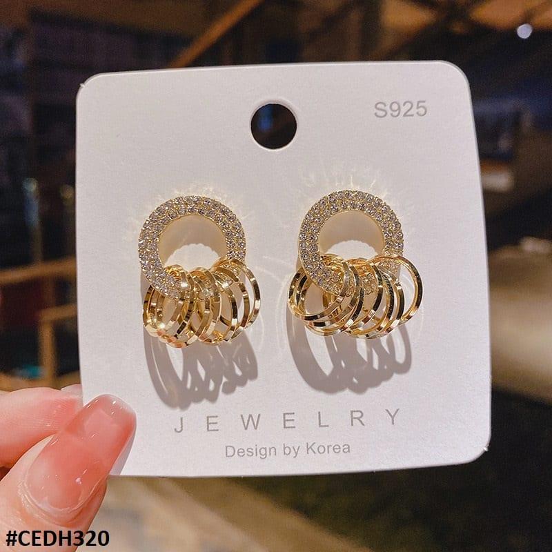 H320 ZHL Circle Ear Drops Earrings Pair