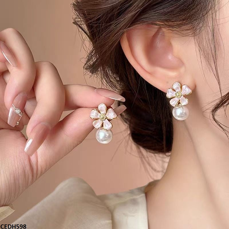 DH598-ZHL CEDH598 ZHL Flower Pearl Drop Earrings