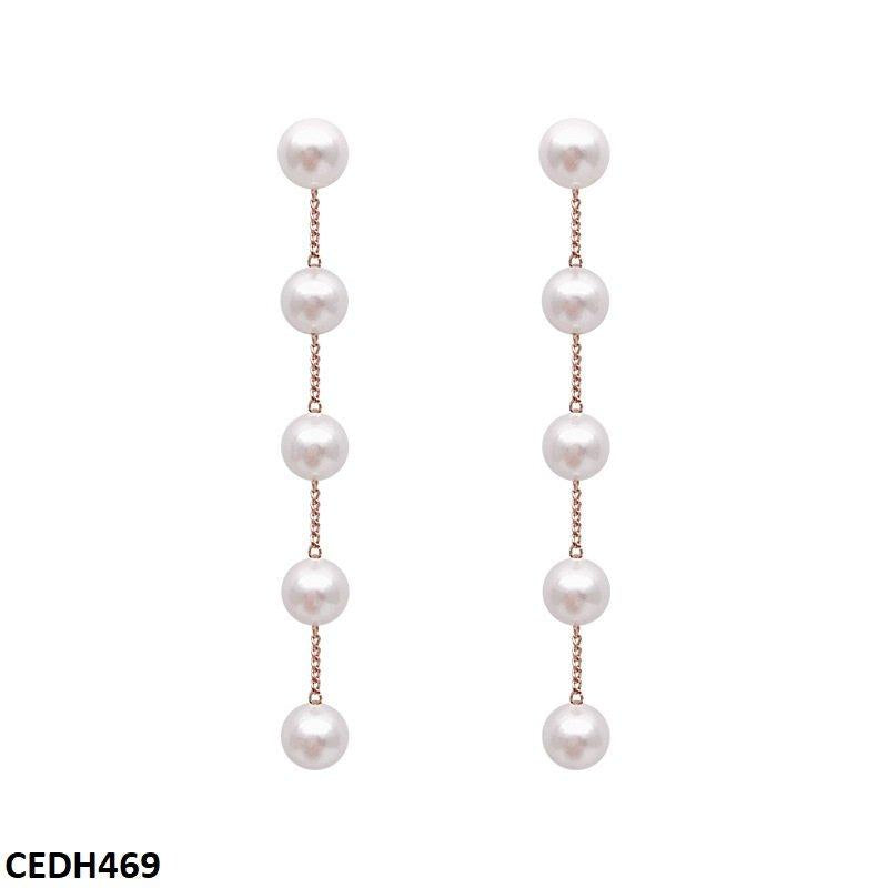 DH469 YYZ Pearl Chain Drop Earrings Pair