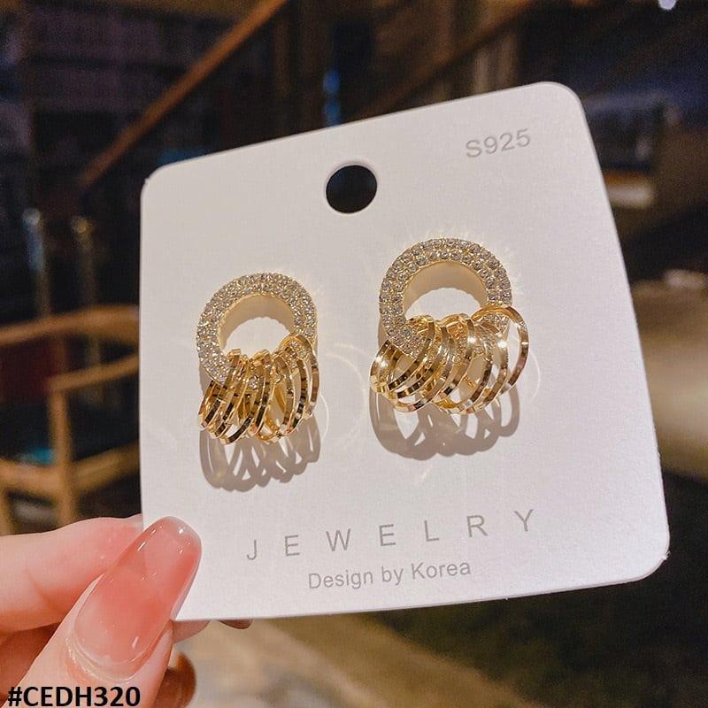 H320 ZHL Circle Ear Drops Earrings Pair