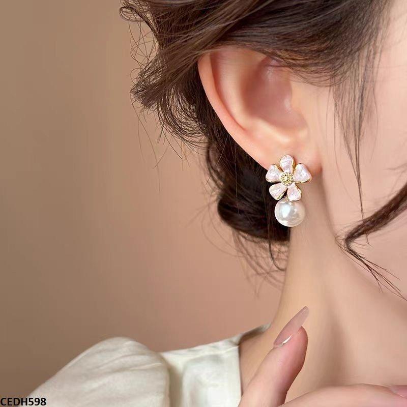 DH598-ZHL CEDH598 ZHL Flower Pearl Drop Earrings