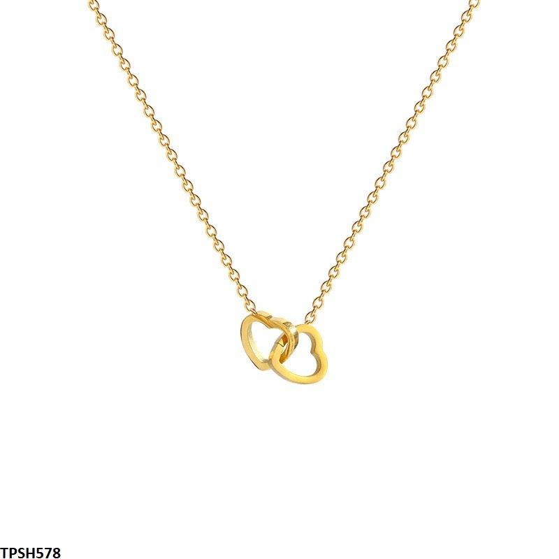 SH578 DGF Double Heart Stainless Steel Pendent