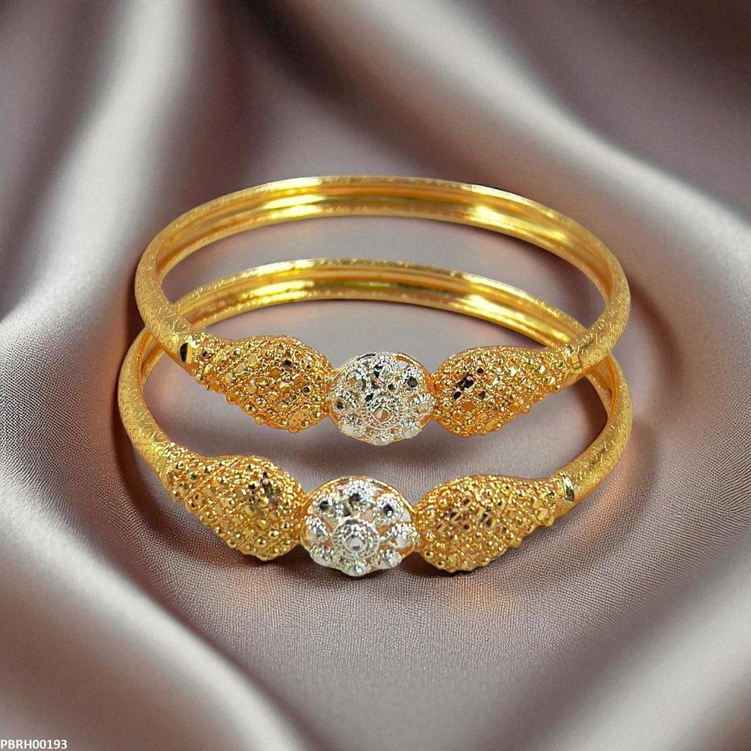 RH00193 MZM Round Flower Bangles 2 Pcs Set - PBRH