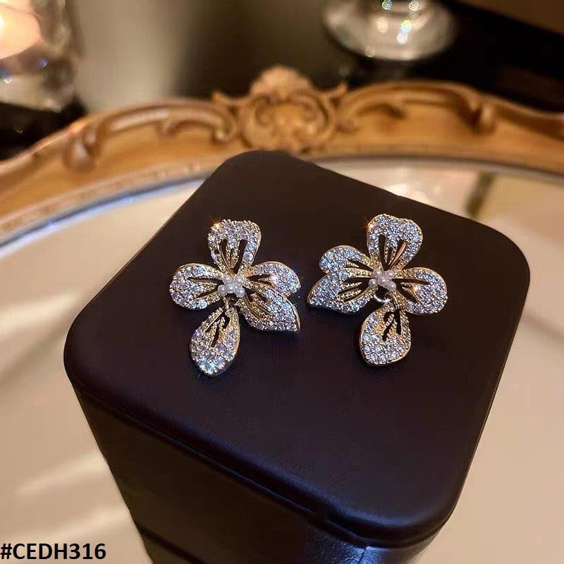 DH316 ZHL Flower Teardrop Earrings Pair