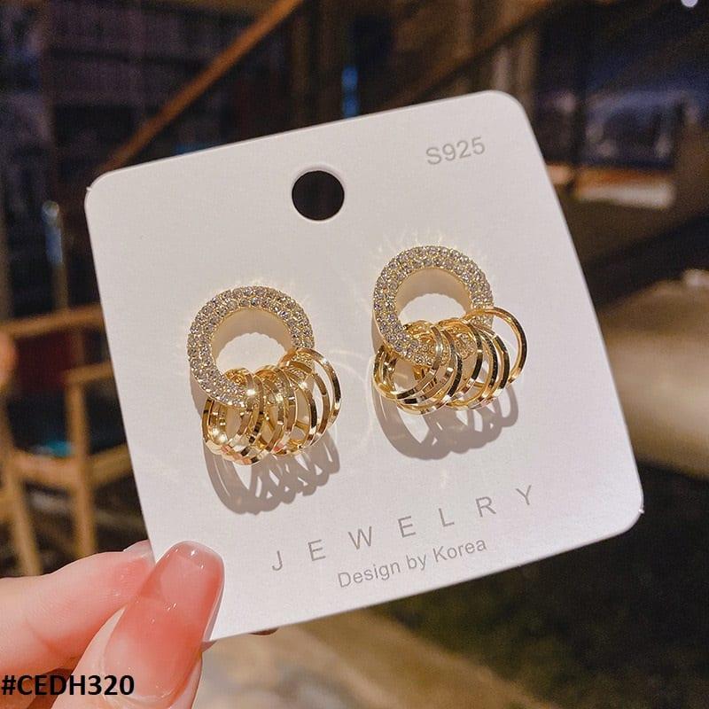 H320 ZHL Circle Ear Drops Earrings Pair