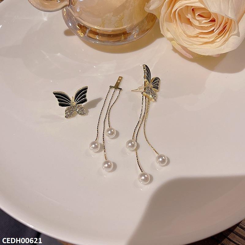 EDH00621 LSH Butterfly/Pearl Drop Earrings - CEDH